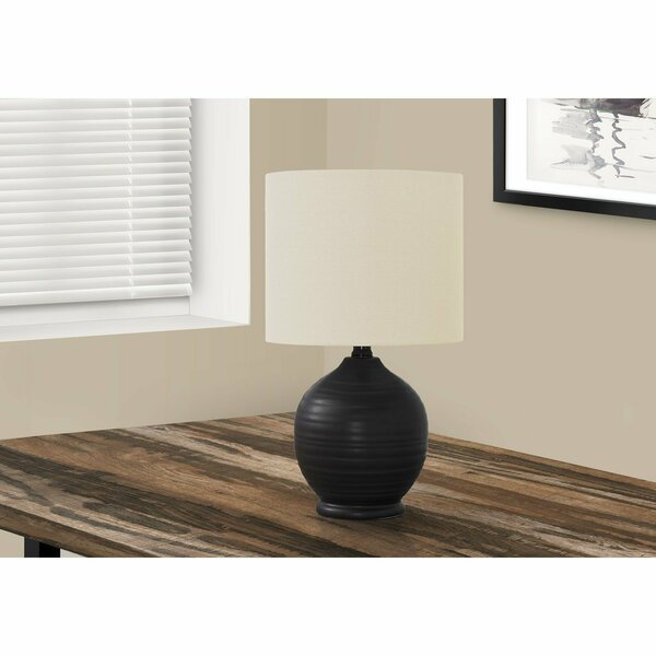 Lighting, 17 in.H, Table Lamp, Black Ceramic, Ivory / Cream Shade, Transitional, Monarch Specialties, Mfr#: I 9739